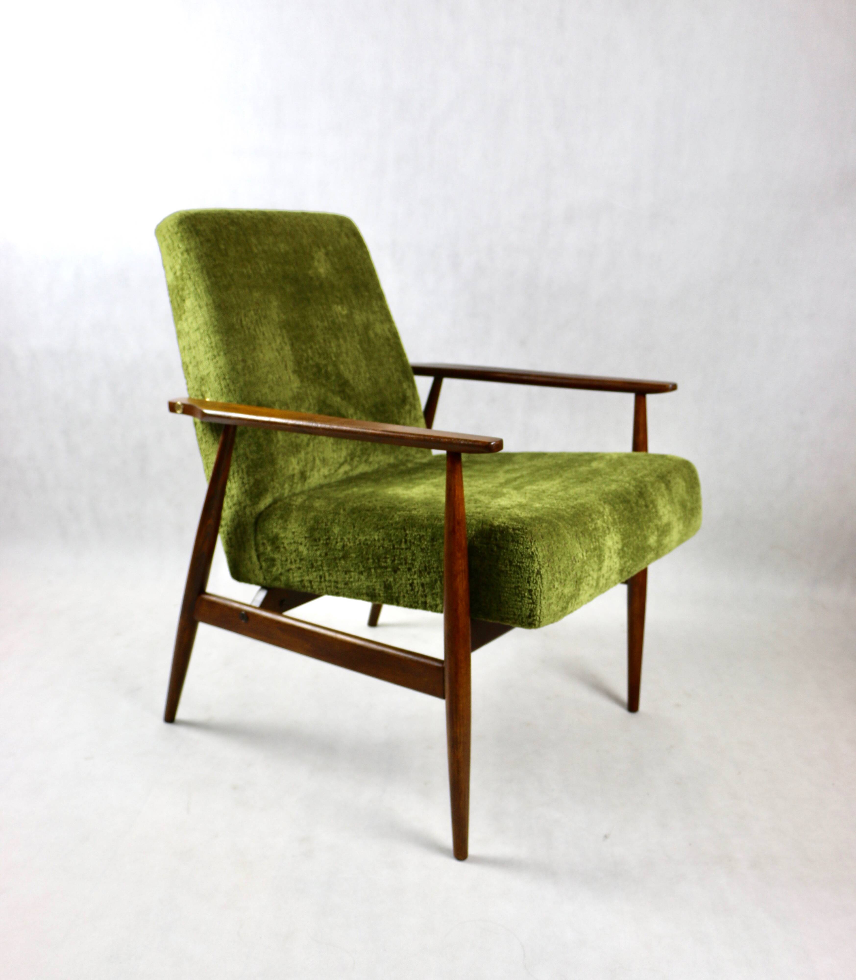 Vintage Green Olive Fox Easy Chair, 1970s