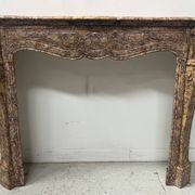 Louis XV style fireplace, Pompadour model, speckled breccia marble, 19th century