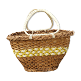 Panier osier et scoubidou tressés vintage