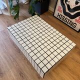 White and black mosaic tile coffee table
