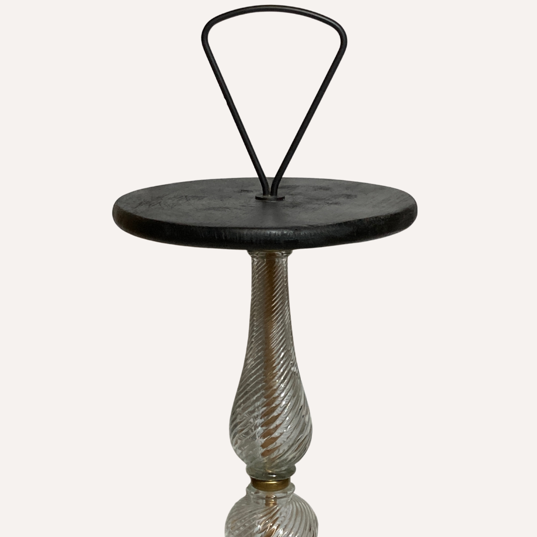 Glass and brass "bonbonniere" portable pedestal side table, 1960s