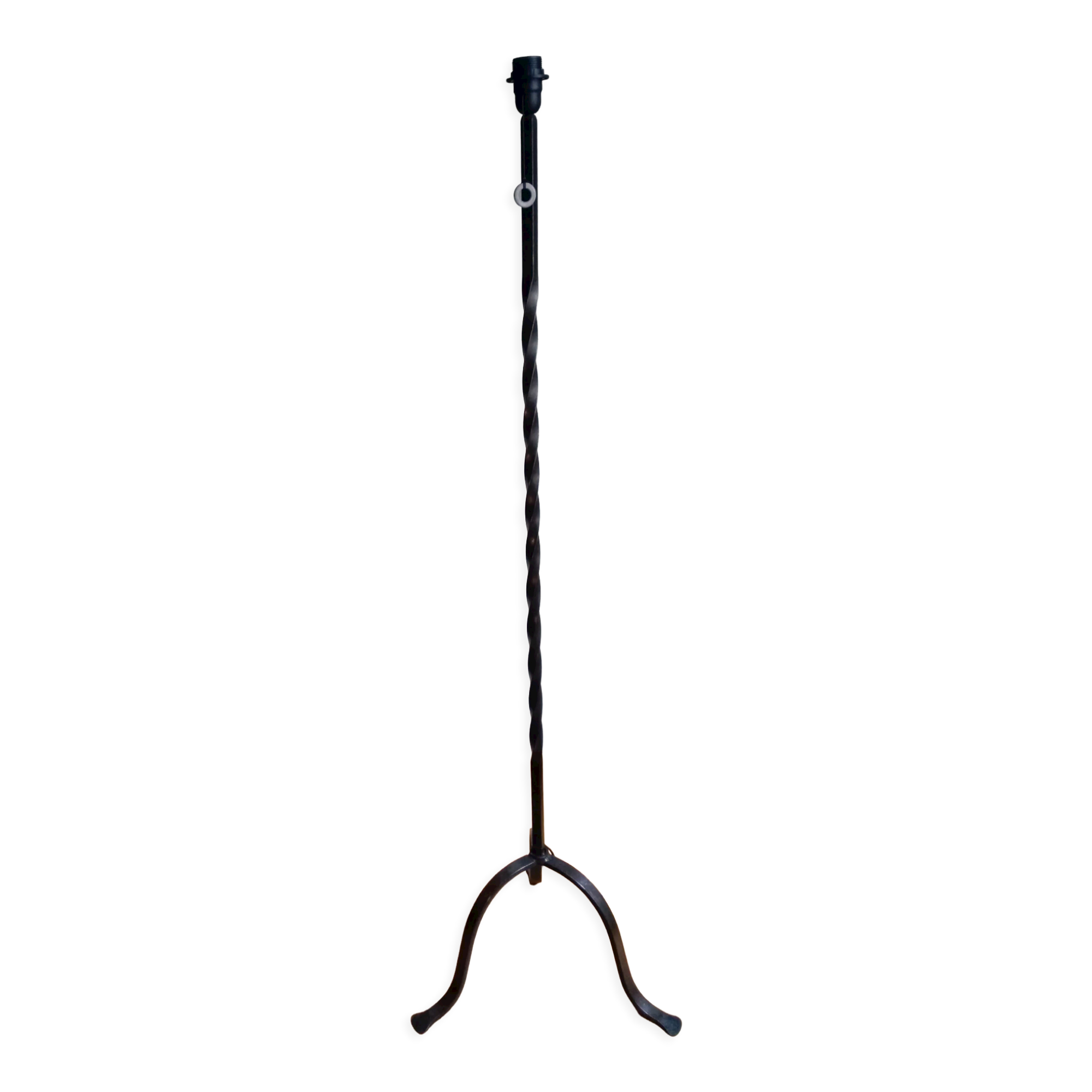 Wrought iron tripod floor lamp, 50s