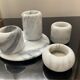 Series of 4 vintage candle holders in Carrara marble