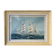 Painting litho Georges Fouillé (1909-1994) three-masted boat marine
