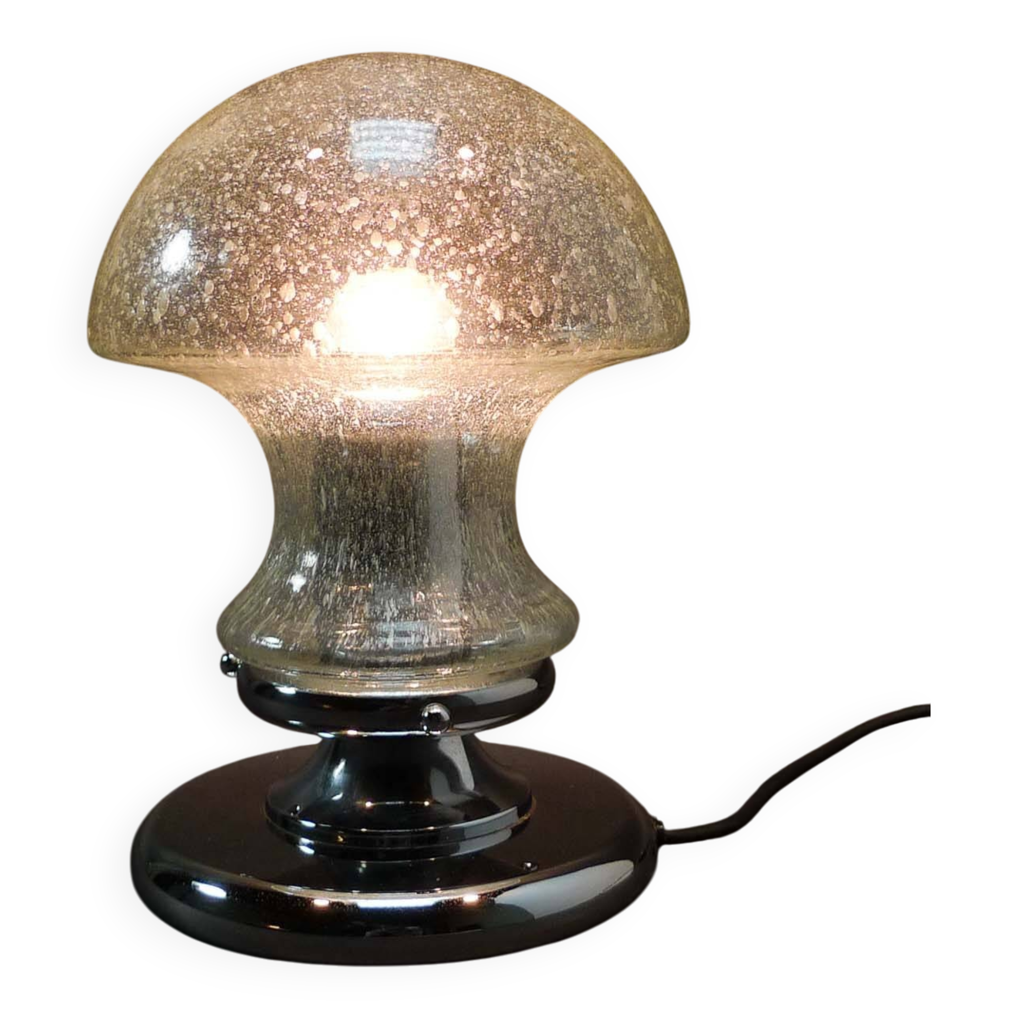 Mid-Century Chrome and Glass Mushroom Table Lamp by Baum Leuchten, 1970s