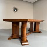 Ancienne table en noyer et loupe art déco année 30 France rallonges