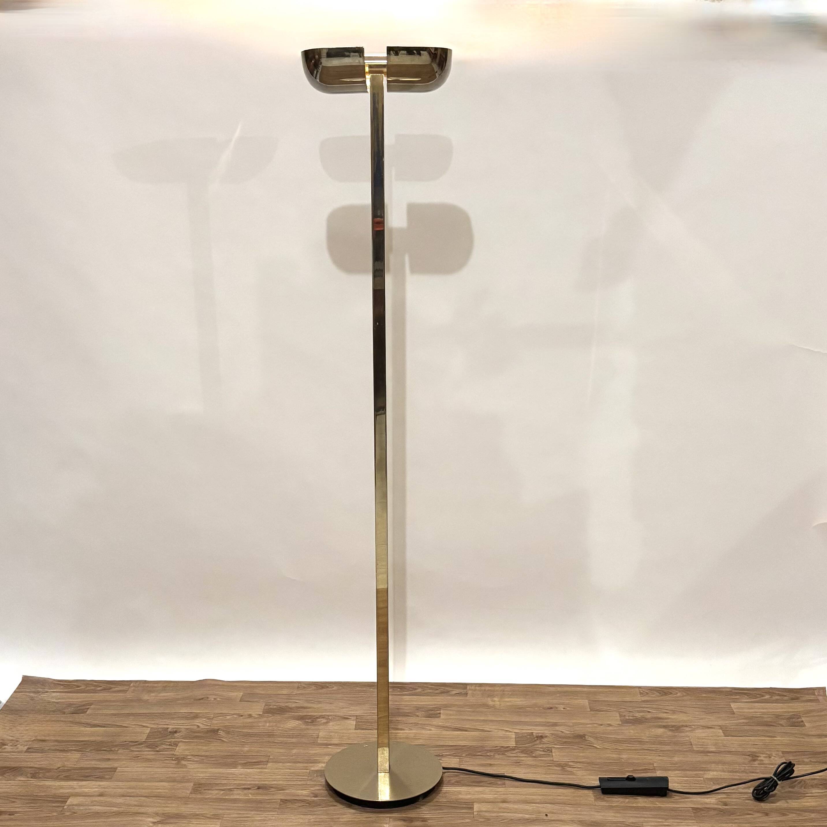 1980s golden metal floor lamp