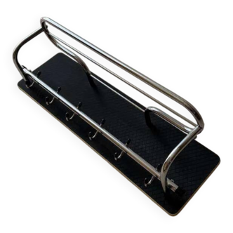 Vintage coat rack 1960s chrome black wall rack