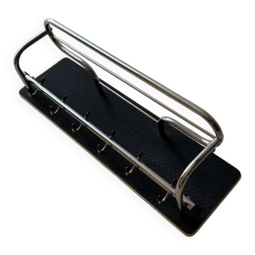 Porte-manteau vintage des années 1960 en chrome noir pour mur