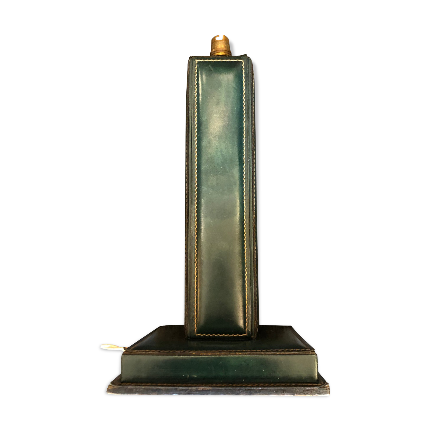 Green leather lamp base circa 1960