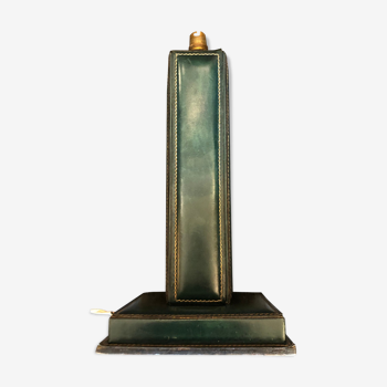 Green leather lamp base circa 1960