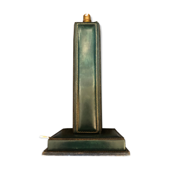 Pied de lampe en cuir vert vers 1960