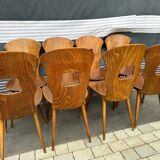 Set of 8 vintage Baumann bistro chairs from the 1970s