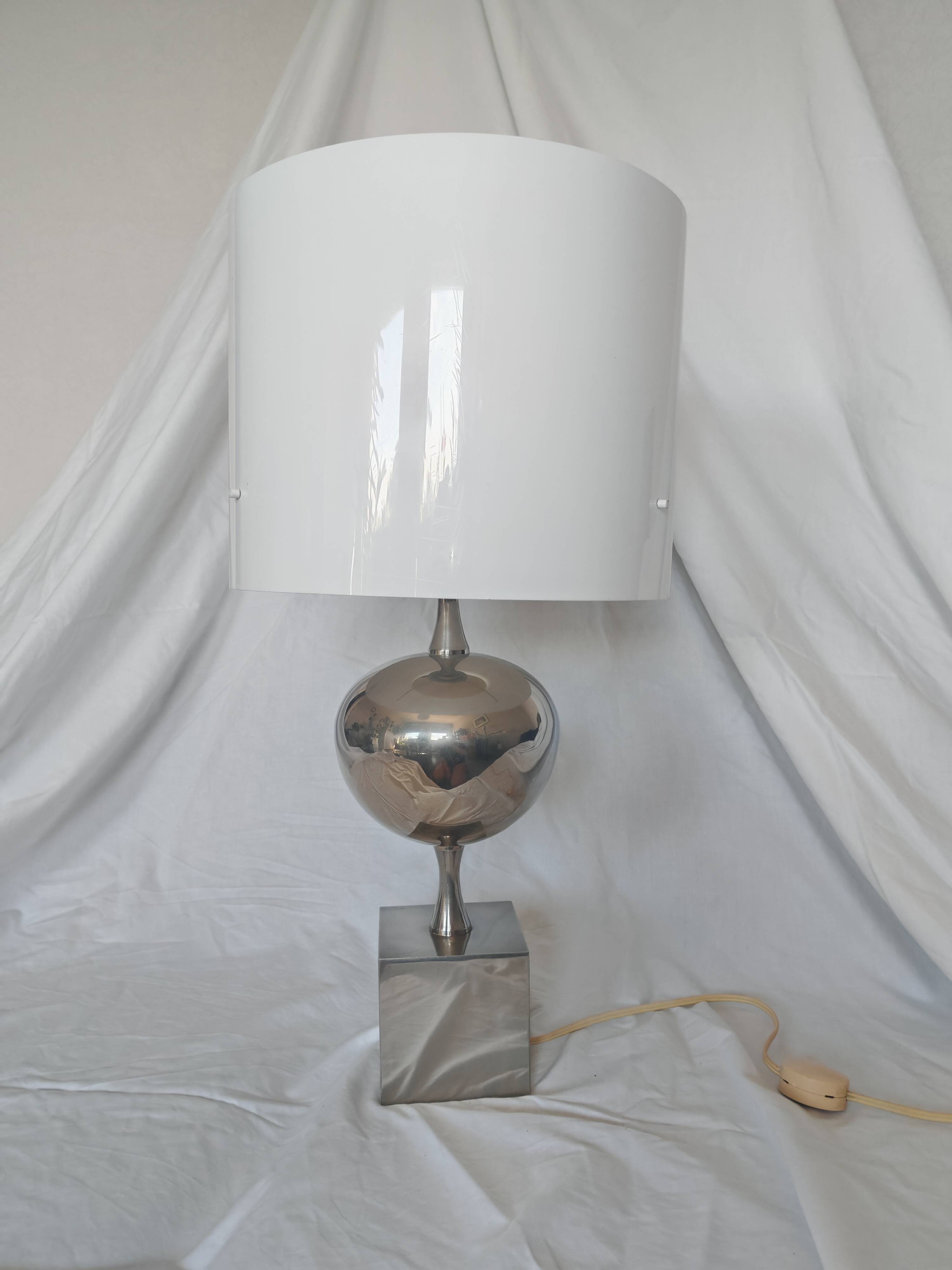 Pied de lampe Philippe Barbier, inox, 1970