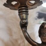 Pair of antique candlesticks in bronze and brass