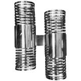 Pair of 'Spiral / Spring' wall lights in chromed steel, Space Age ca 1970