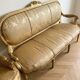 Louis XV gold salon set with a 3-seater sofa and 2 armchairs.