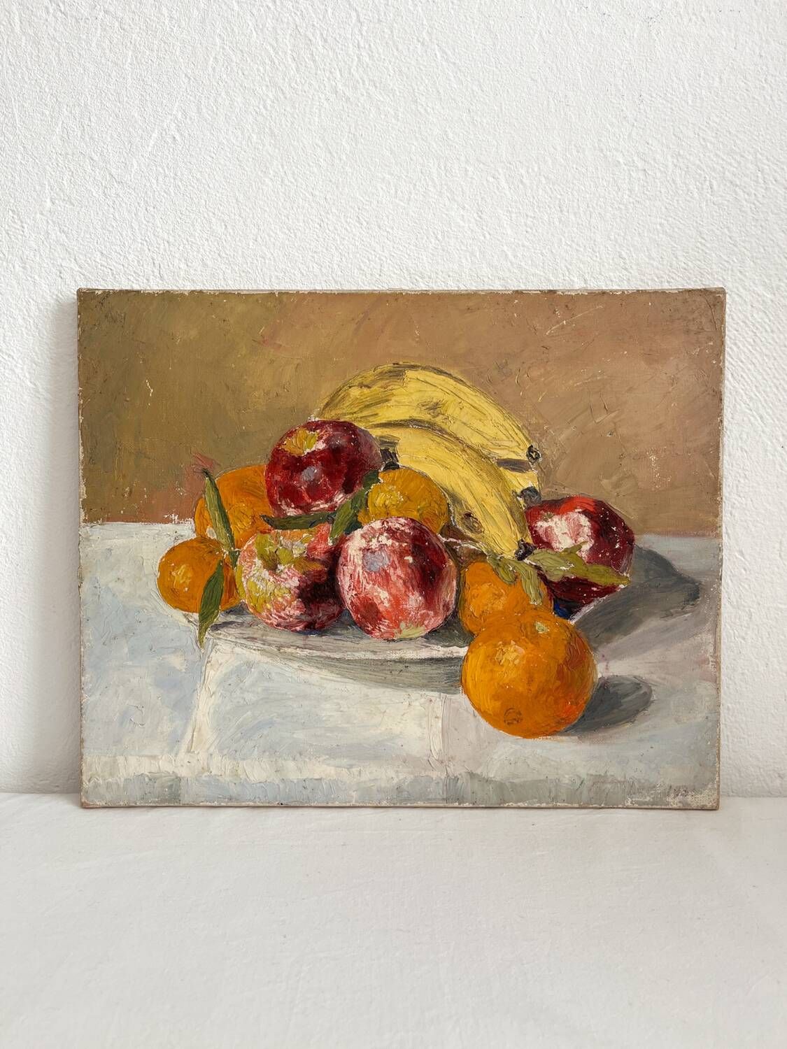 Old oil painting on canvas still life fruits 1930s