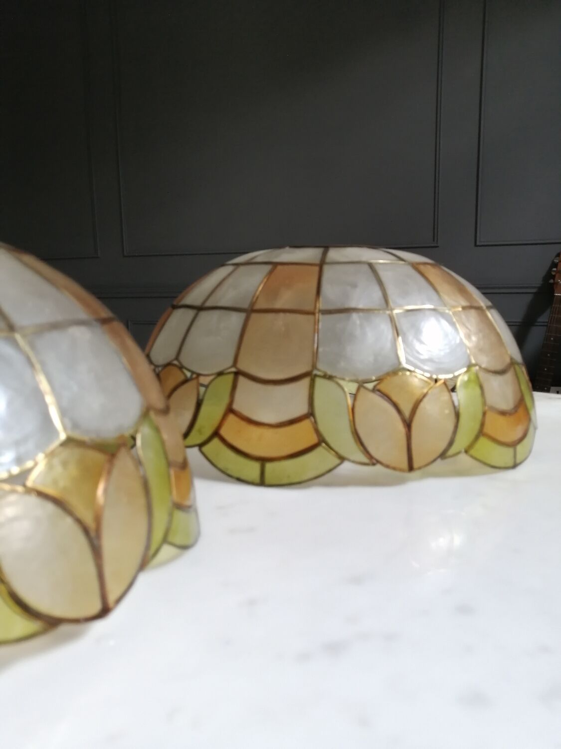 Pair of mother-of-pearl lampshades