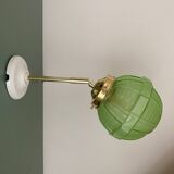 Vintage art deco globe wall light in green glass
