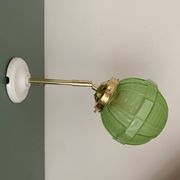 Vintage art deco globe wall light in green glass