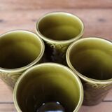 4 gobelets en céramique vert olive Sarreguemines
