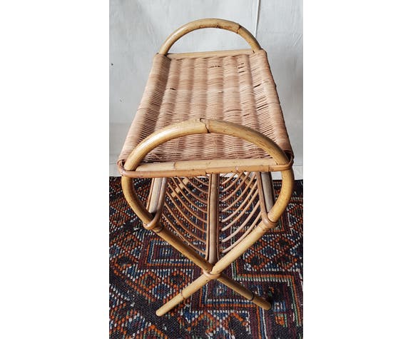 Porte revue osier et rotin, années 60