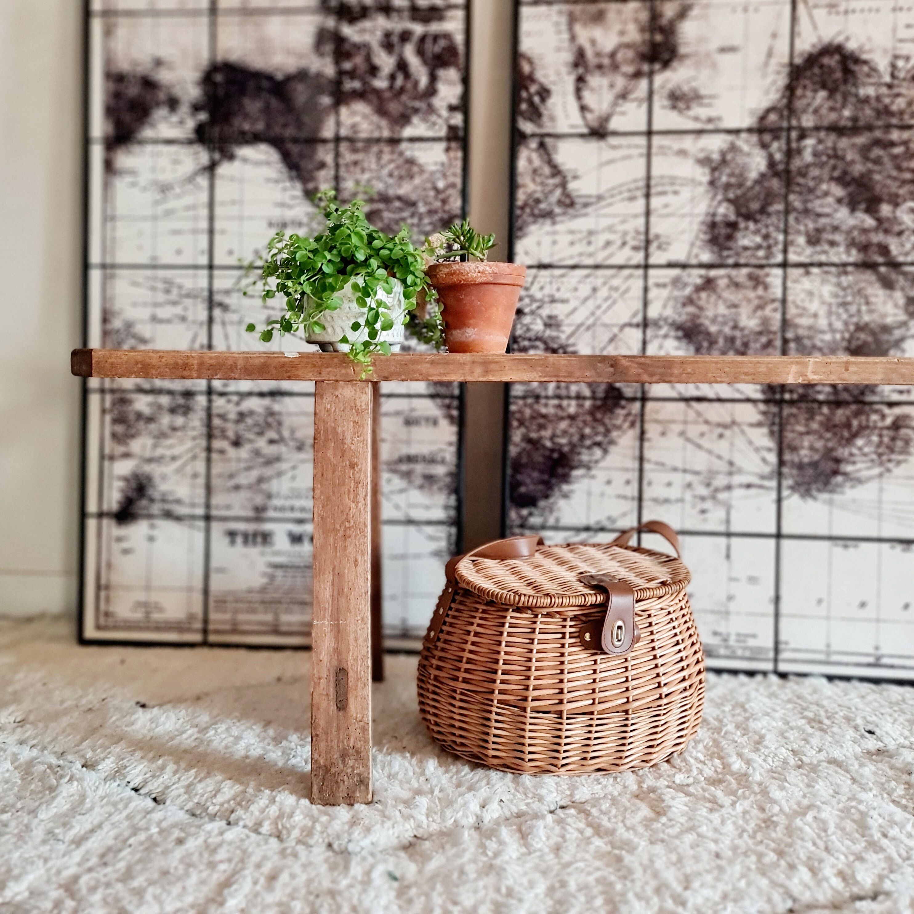 Old wooden farmhouse bench
