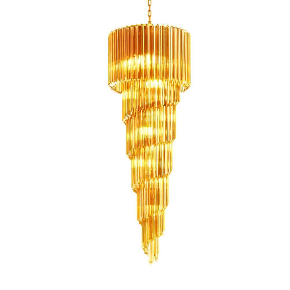 Amber quadriedro murano glass twister chandelier