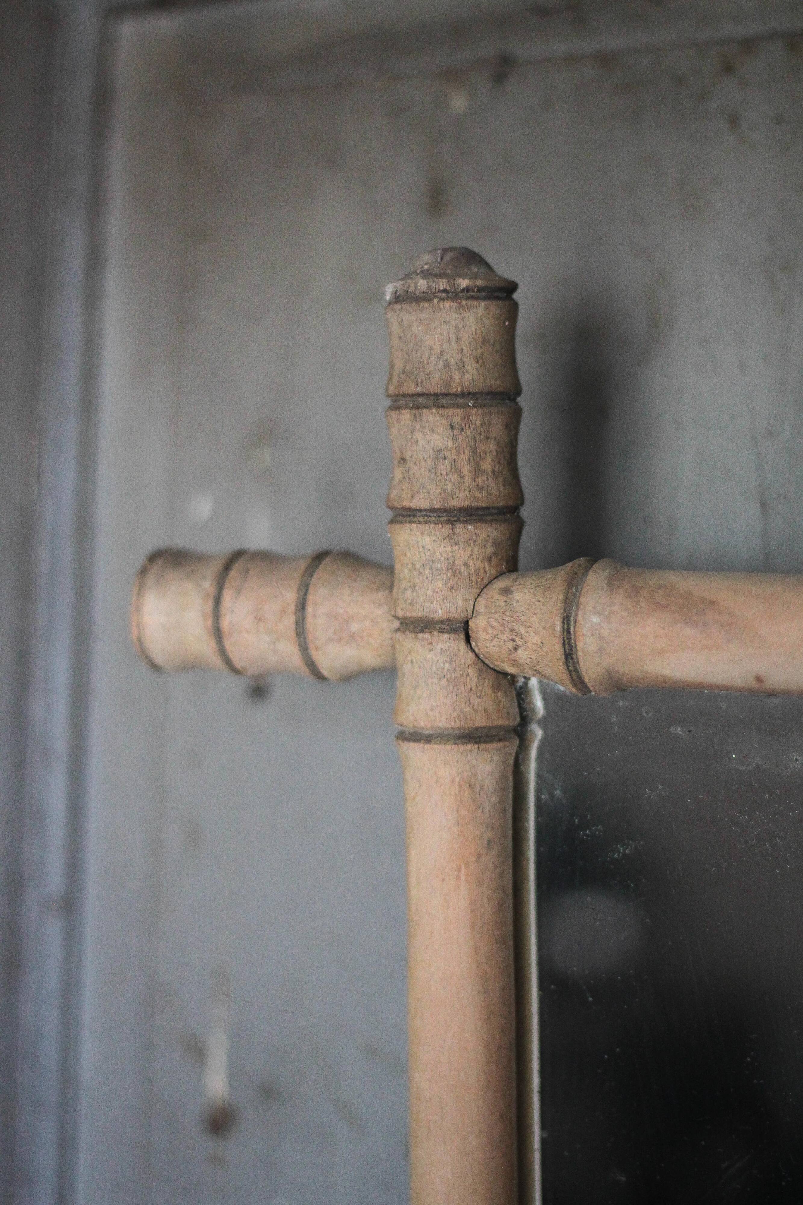 Bamboo imitation wood mirror, antique mirror, hanging mirror