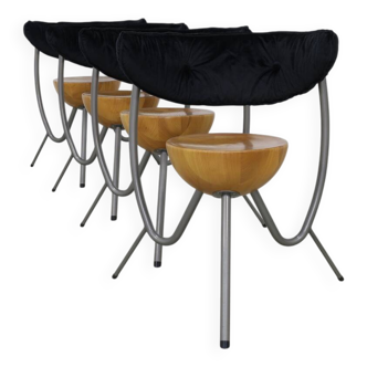 4x Postmodern Dining Chair by Rob Eckhardt, 1980s NEW upholstery