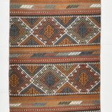 3x9 Red Green Persian Kilim Runner Rug, 81x279Cm