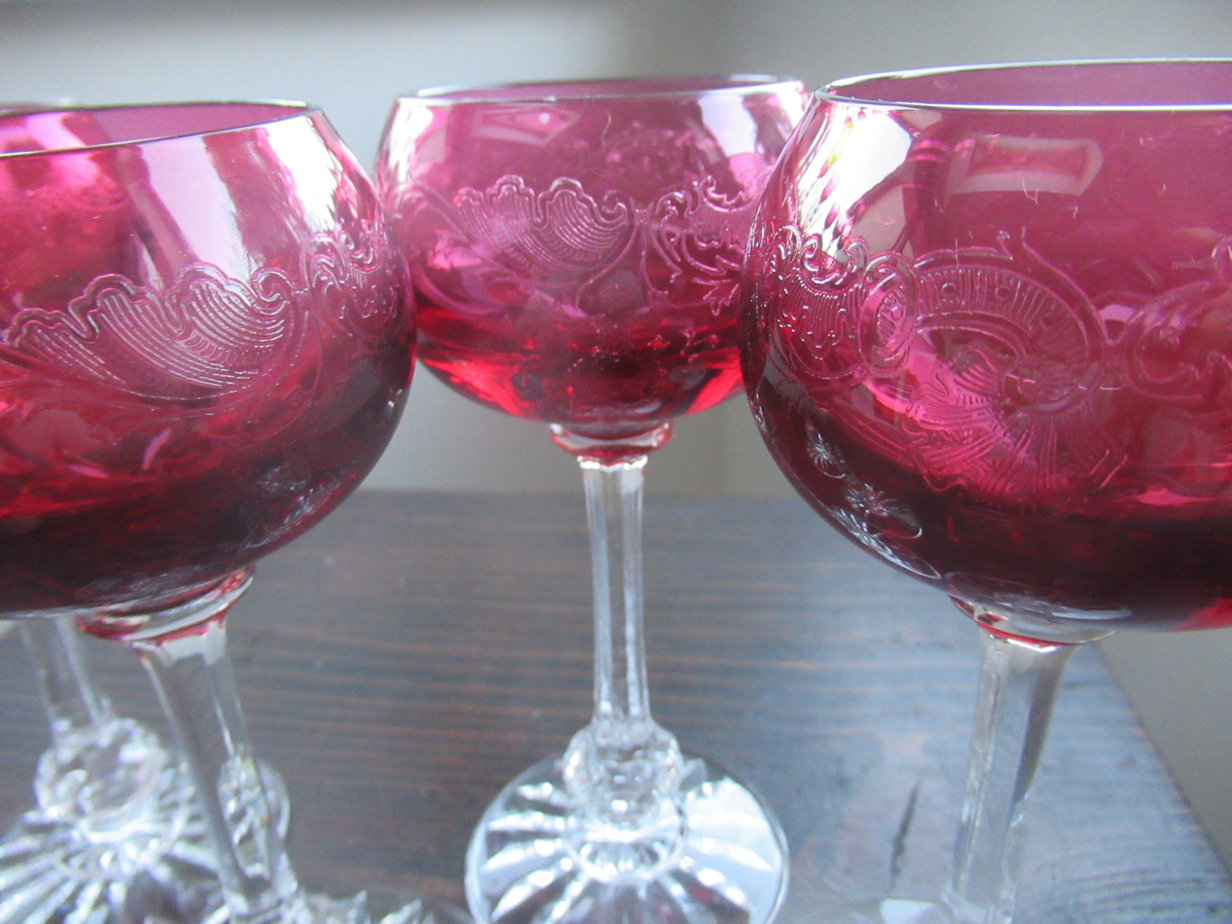 set of 4 cut glasses color crystal Saint Louis