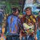 Mid-Century Modern Swedish "Coastal Dock" Vintage Figurative Oil Painting, Framed
