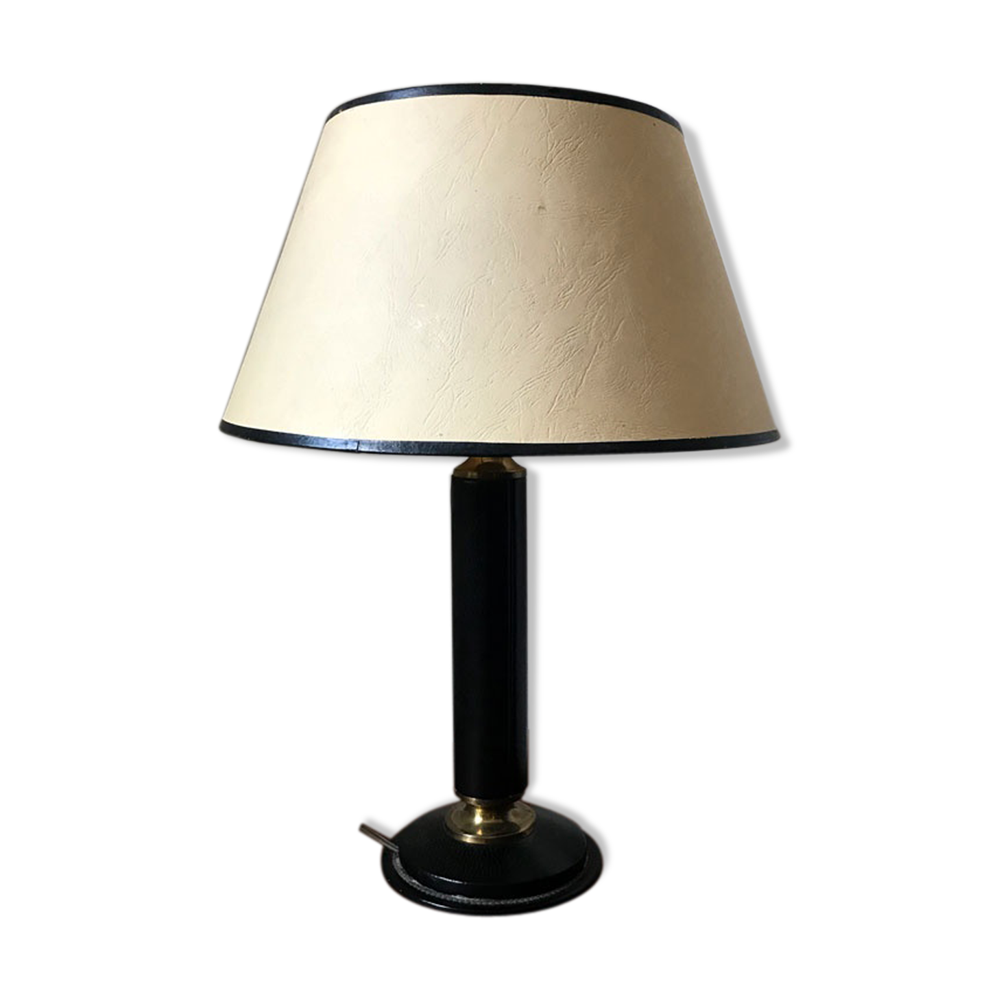 50s black leather lamp