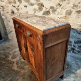 French Art Deco walnut sideboard with marble top (1920s)