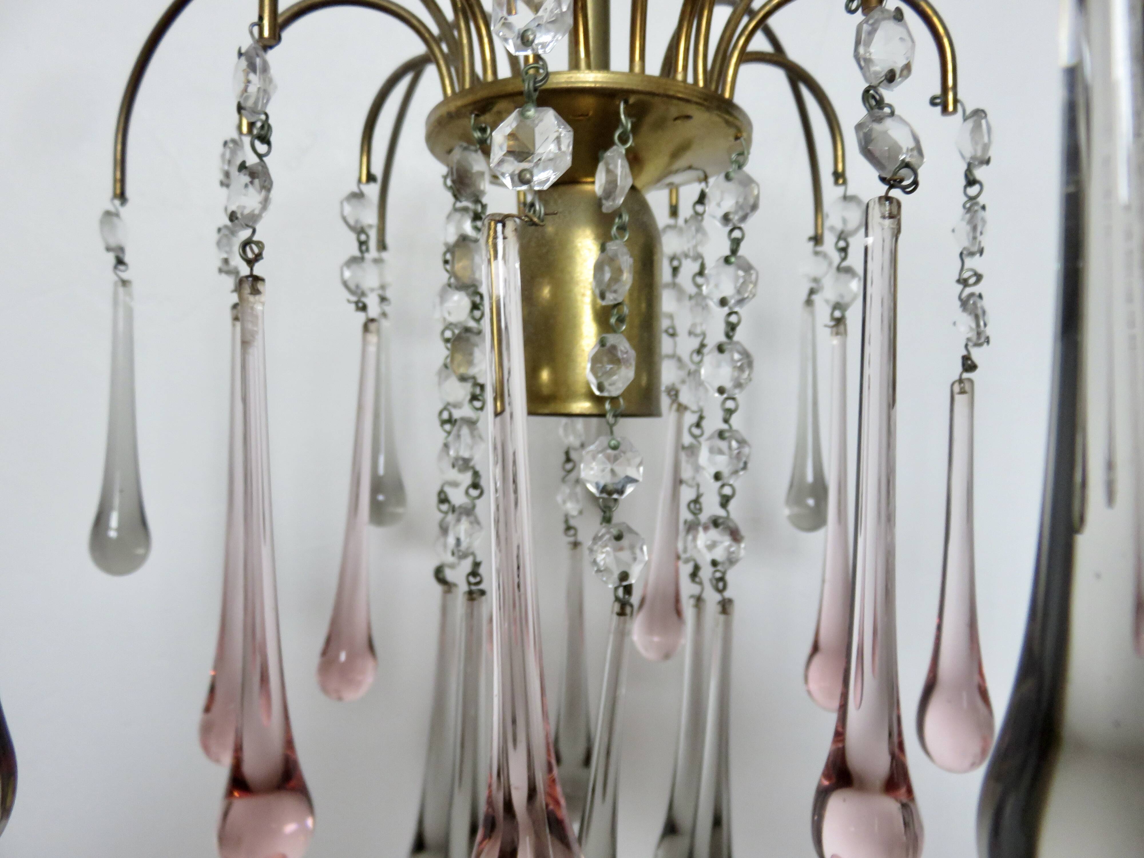 Crystal chandelier "water drop" in Murano glass, Italy