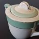 Old mint green sugar bowl from Moulin des Loups, model "Gondé", in good condition.