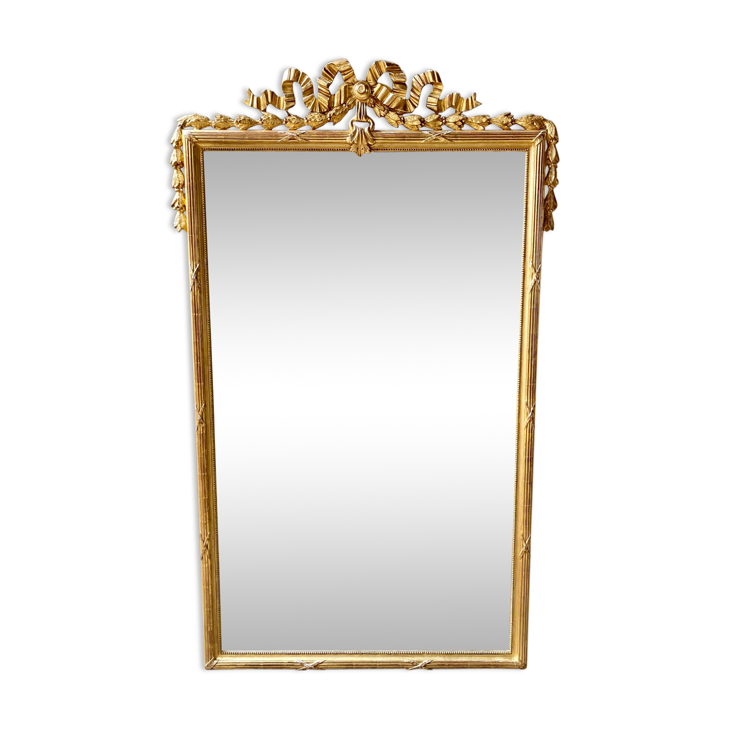 Louis XVI style mirror in gilded wood 176x109cm