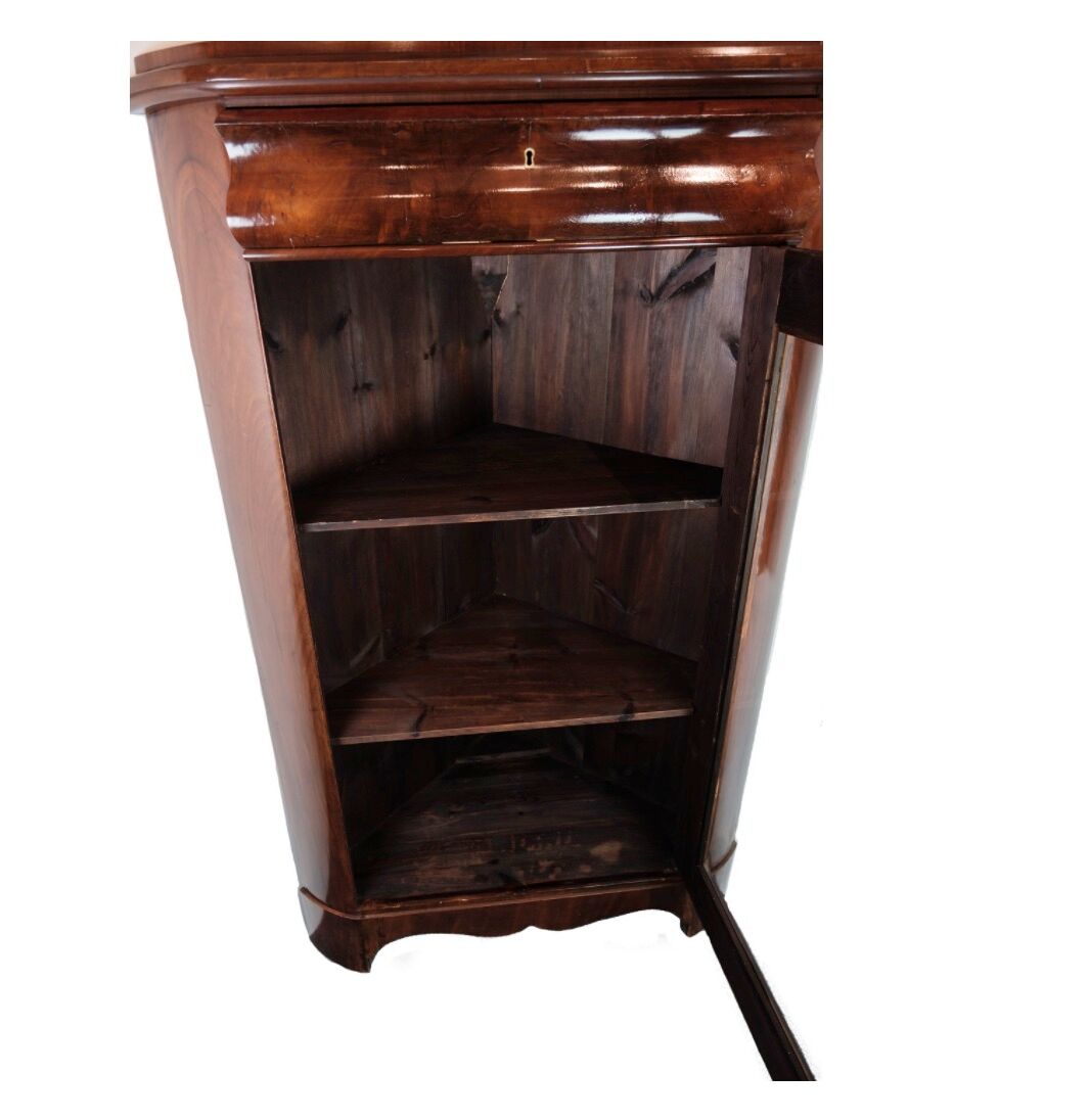 Antique Late Empire Corner Cabinet with Shelves in Mahogany from the 1840s