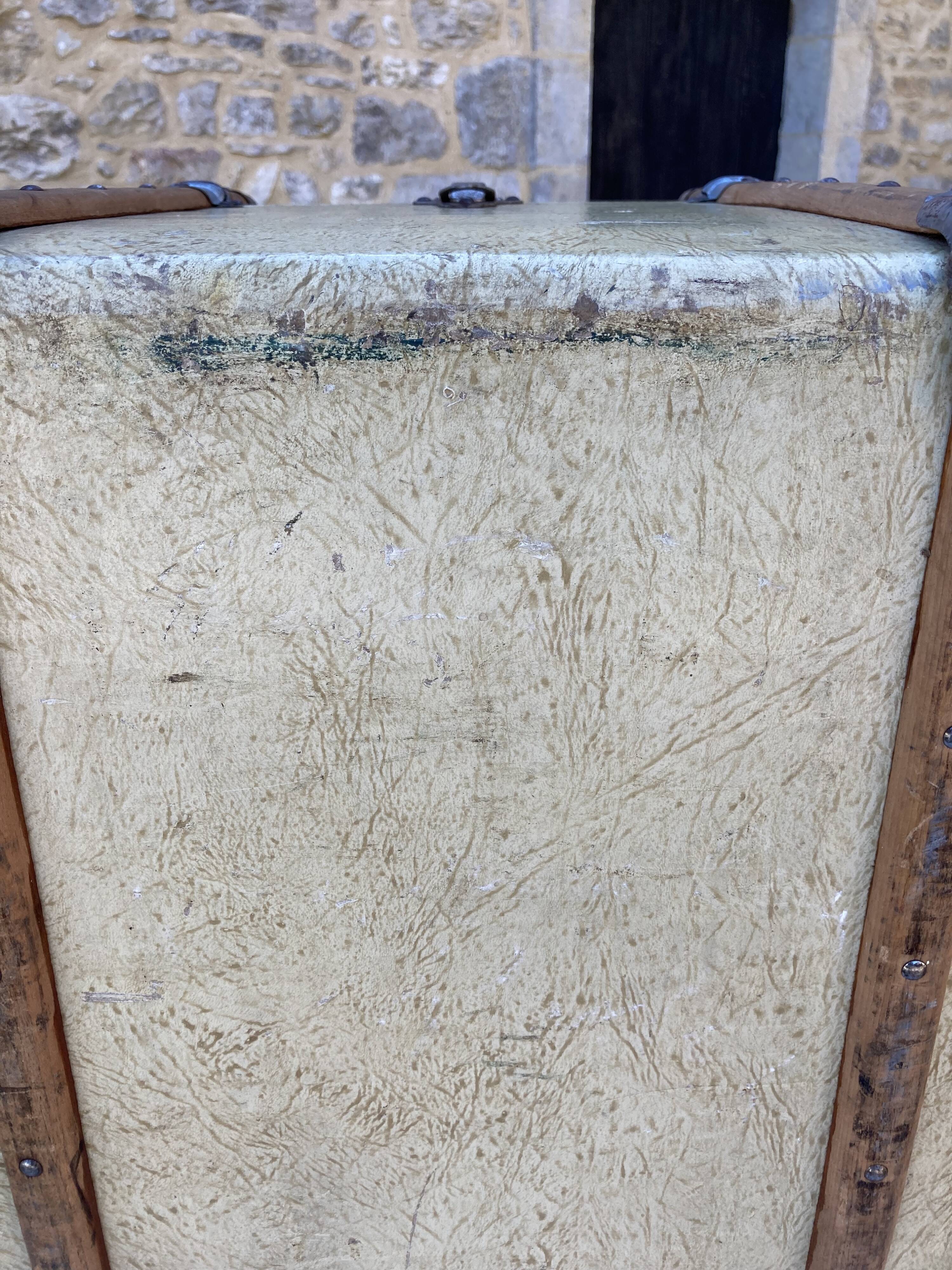 Antique wooden travel trunk
