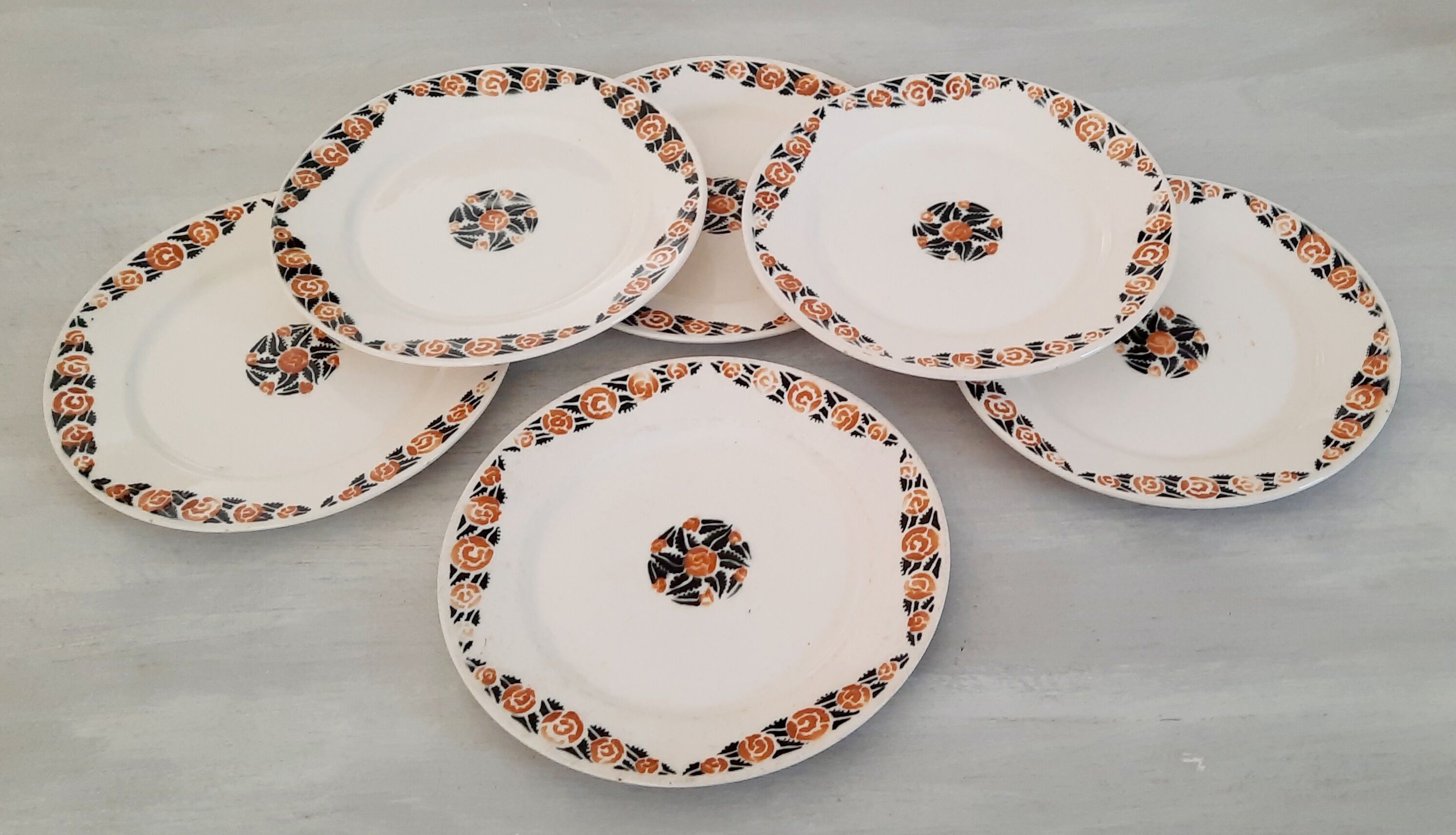 Badonviller Earthenware Dessert Plates Vintage Rosette Model