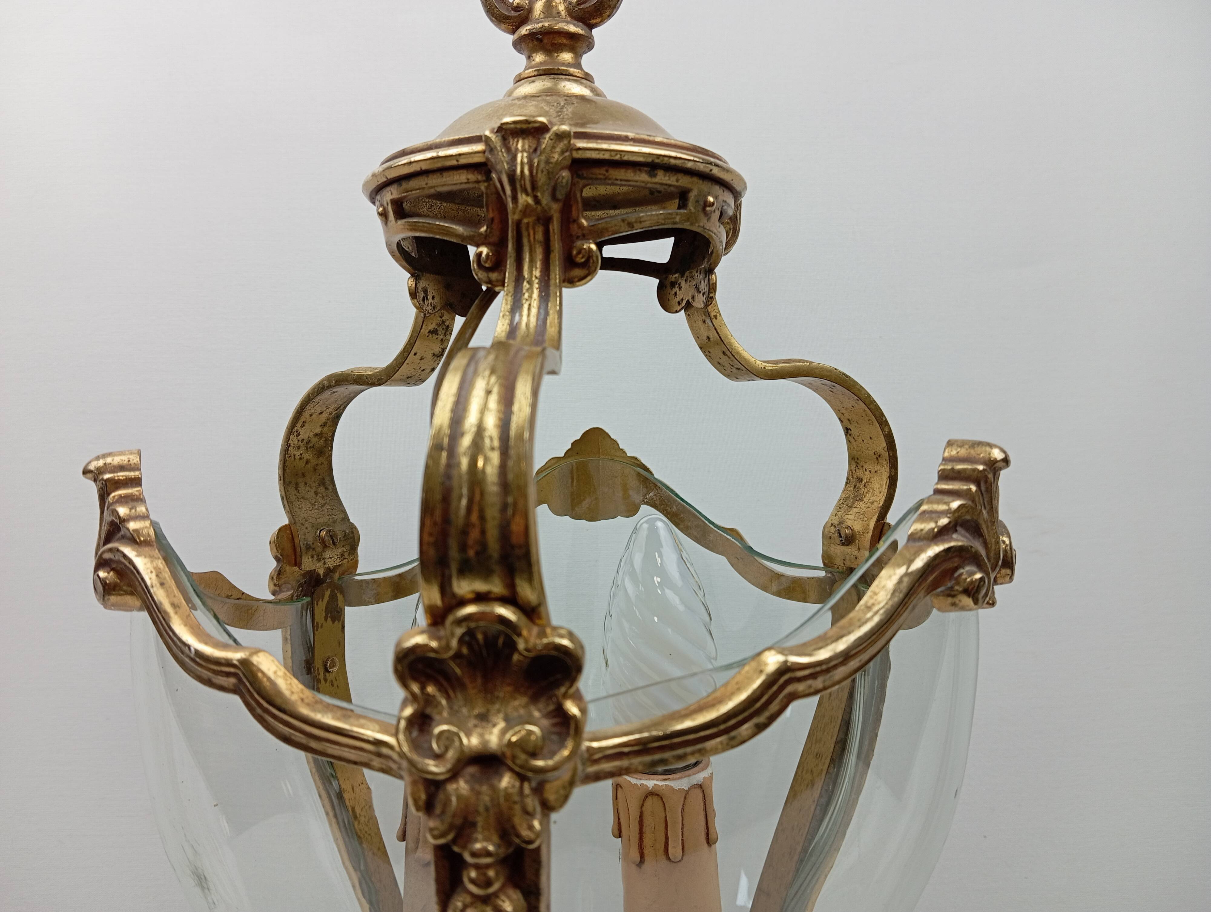 Lanterne bronze doré & verre galbé de style Louis XV / Rococo