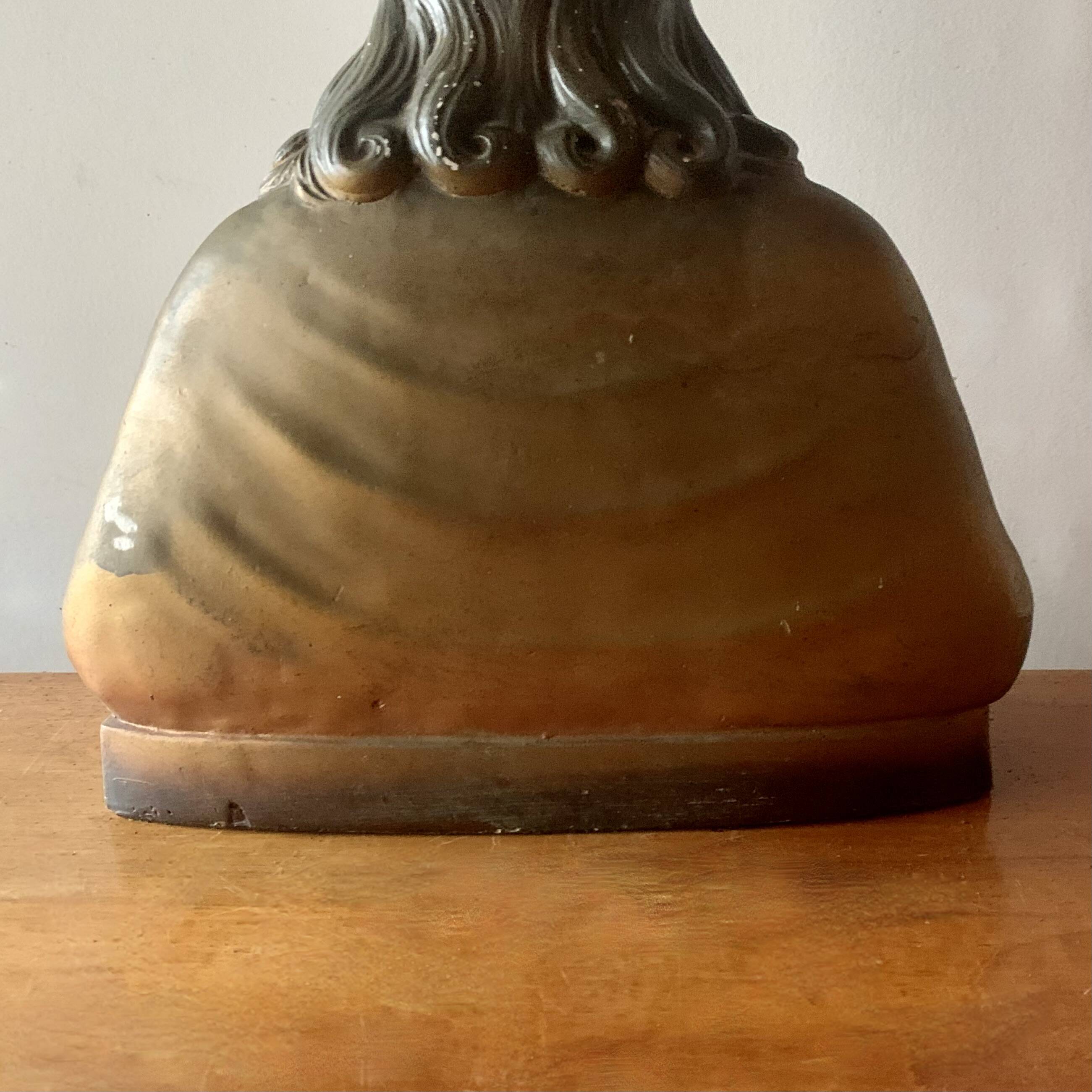 Old Sacred Heart of Jesus bust in plaster