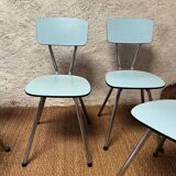 4 blue Formica chairs