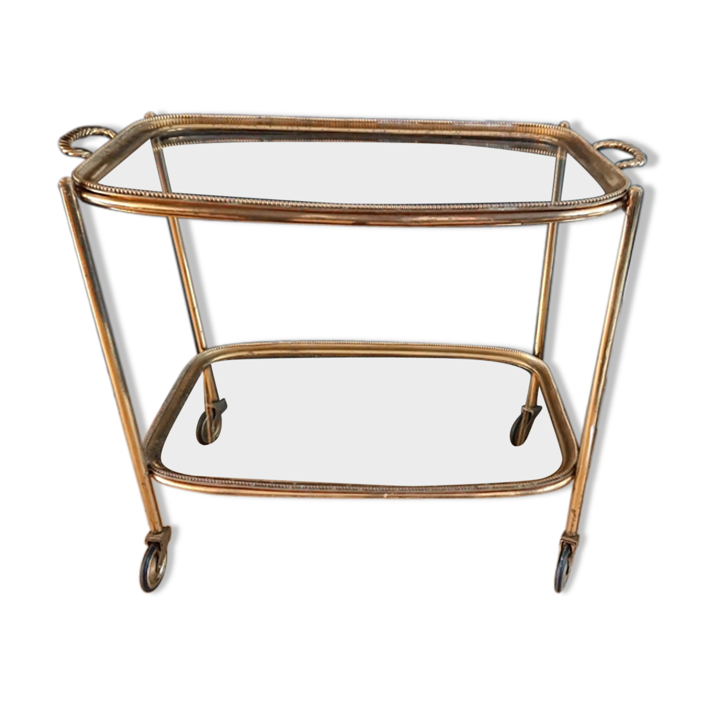 Brass dessert and glass 2 trays