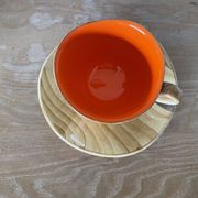 Ensemble tasse et sous tasse imitation bois