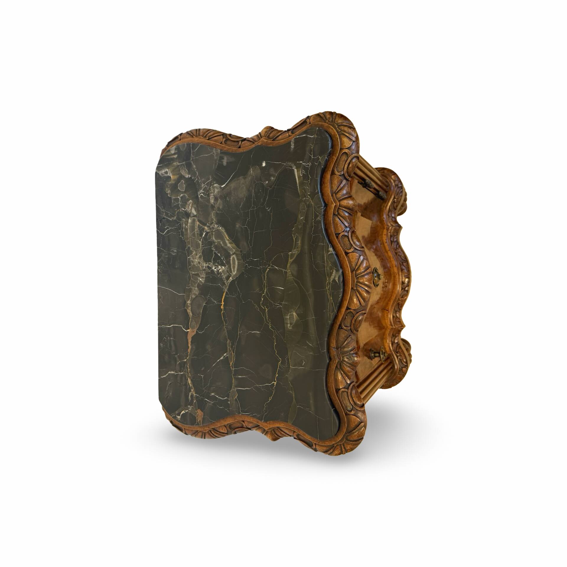 art deco walnut serpentine nightstands, 1920s