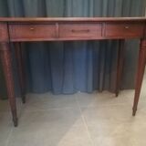 Louis XVI style console table in oak and leather