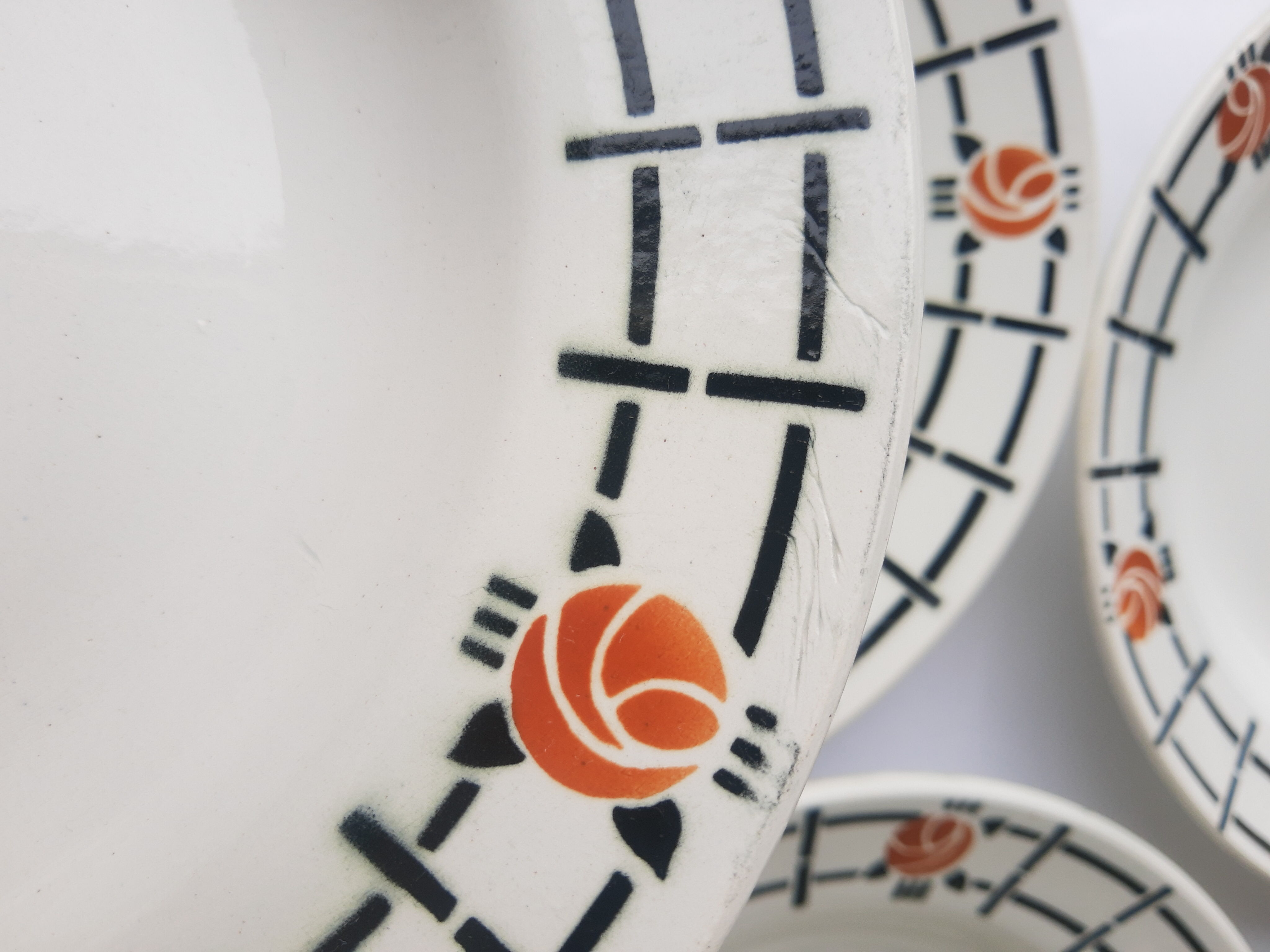 Set of 6 old St Amandinoise St Amand vintage soup plates